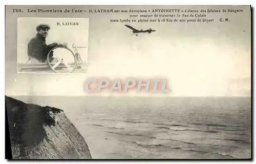 Cartes postales Avion Aviation Latham sur aeroplane Antoinette Falaises de Sangatte