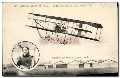 Cartes postales Avion Aviation Quinzaine d&#39aviation Le Havre Trouville Deauville Legagneux