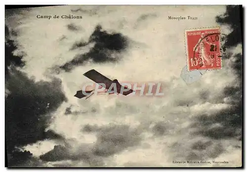 Cartes postales Avion Aviation Camp de Chalons Monoplan Train