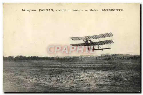 Ansichtskarte AK Avion Aviation Aeroplane Farman record du monde Moteur Antoinette