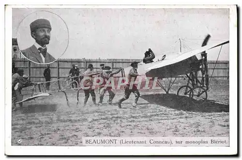 Ansichtskarte AK Avion Aviation Beaumont Lieutenant Conneau sur monoplan Bleriot