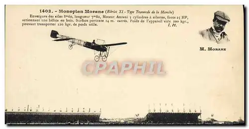 Cartes postales Avion Aviation Monoplan Morane Bleriot XI Type Traversee de la Manche