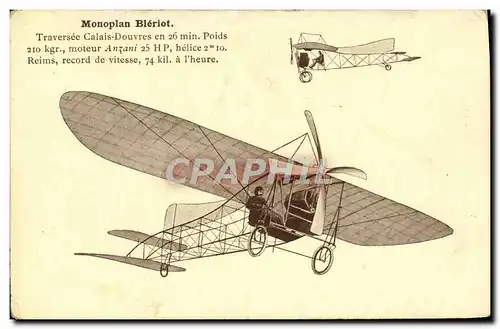 Cartes postales Avion Aviation Monoplan Bleriot Traversee Calais Douvres