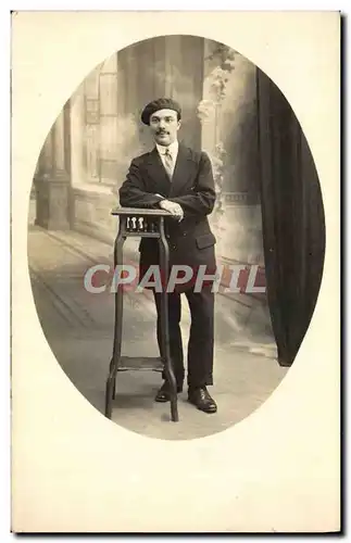 CARTE PHOTO Homme Folklore Beret