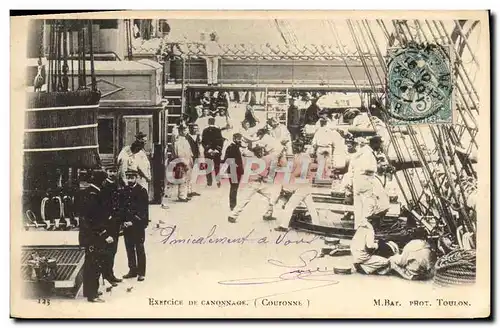 Cartes postales Bateau Exercice de canonnage Couronnee