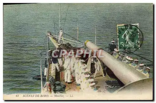 Cartes postales Bateau Scenes de Bord Mouillez