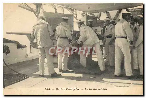 Ansichtskarte AK Bateau Marine francaise Le tir du canon