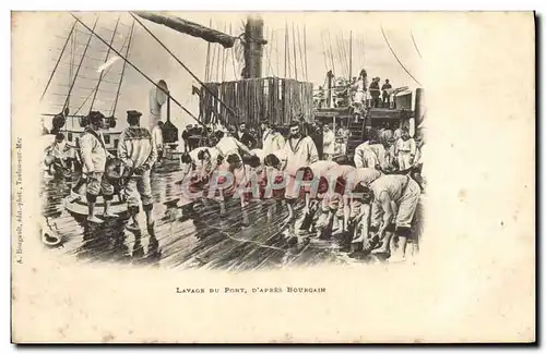 Cartes postales Bateau Lavage du pont d'apres Bourgain