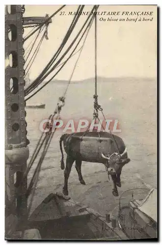 Ansichtskarte AK Bateau Marine militaire On hisse un boeuf a bord