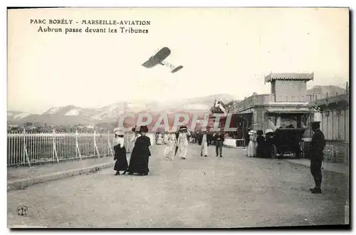 Cartes postales Avion Aviation Marseille Parc Borely Aubrun passe devant les tribunes