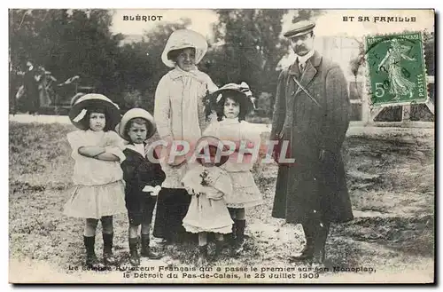 Cartes postales Avion Aviation Bleriot en famille Aviateur