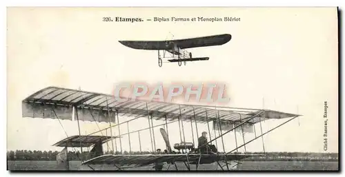 Cartes postales Avion Aviation Etampes Biplan Farman et monoplan Bleriot