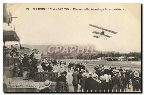 Ansichtskarte AK Avion Aviation Marseille Fischer atterissant apres sa croisiere