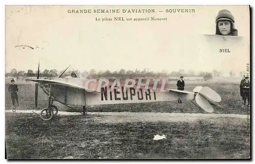 Cartes postales Avion Aviation Grande semaine d&#39aviation Le pilote Niel sur appareil Nieuport