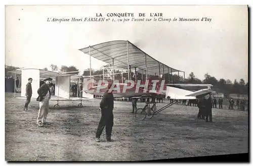 Ansichtskarte AK Avion Aviation Aeroplane Henri Farman vu par l&#39avant sur le champ de manoeuvres d&#39Issy