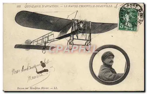 Cartes postales Avion Aviation Quinzaine d&#39aviation Le Havre Trouville Deauville