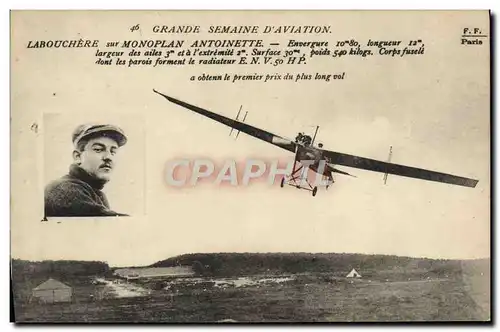 Cartes postales Avion Aviation Grande semaine d&#39aviation Labouchere sur monoplan Antoinette