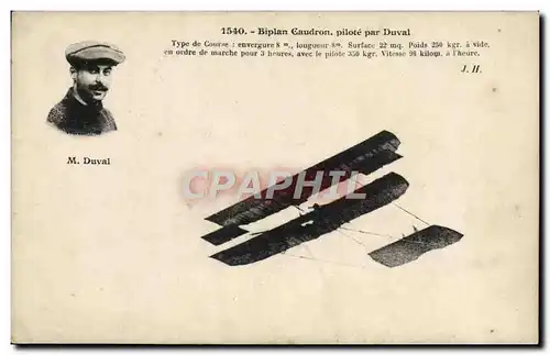 Cartes postales Avion Aviation Biplan Caudron Duval