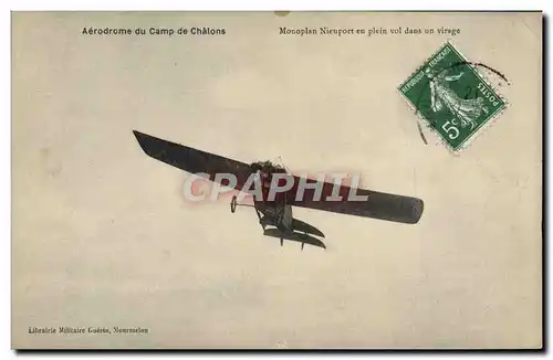 Ansichtskarte AK Avion Aviation Aerodrome du camp de Chalons Monoplan Nieuport en plein vol dans un virage