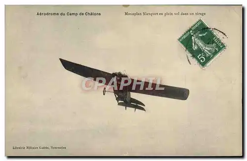 Cartes postales Avion Aviation Aerodrome du camp de Chalons Monoplan Nieuport en plein vol dans un virage