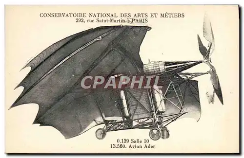 Cartes postales Avion Aviation Conservatoire National des Arts et Metiers Rue Saint Martin Avion Ader