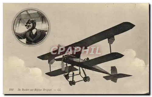 Cartes postales Avion Aviation De Baeder sur biplan Breguet