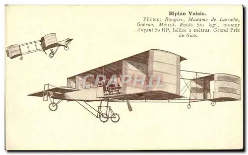 Ansichtskarte AK Avion Aviation Biplan Voisin Rougier Madame de Laroche Gobron Metrot