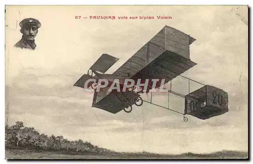 Ansichtskarte AK Avion Aviation Paulhan vole sur son biplan Voisin