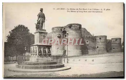 Cartes postales Angers La Statue du Rene et le Chateau