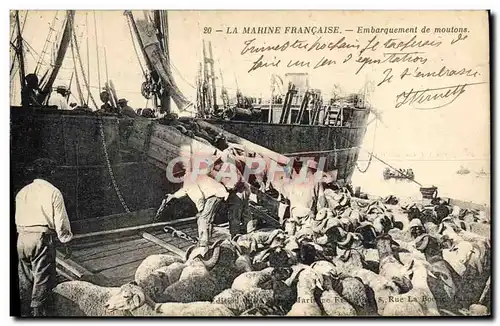 Cartes postales Bateau de guerre Embarquement de moutons