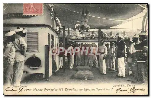 Cartes postales Bateau de guerre Exercices de Gymnastique a bord