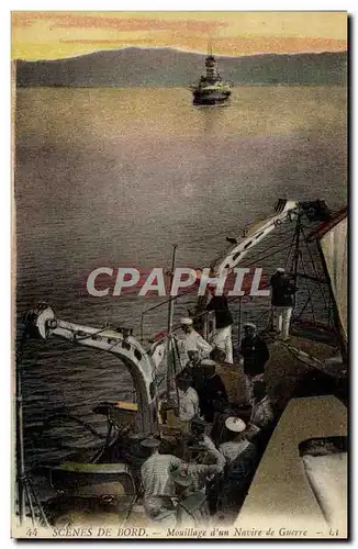 Cartes postales Bateau de guerre Mouillage d&#39un navire de guerre