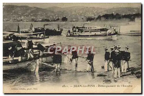 Cartes postales Bateau de guerre Juan les Pins Debarquement de l'escadre