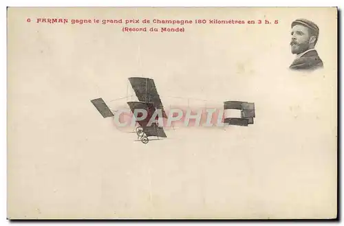 Cartes postales Avion Aviation Farman gagne le prix de Champagne
