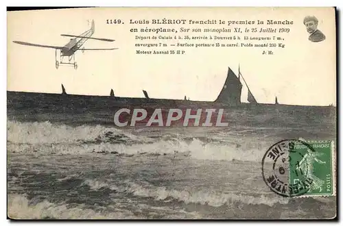 Cartes postales Avion Aviation Louis Bleriot franchit le premier la Manche en aeroplane