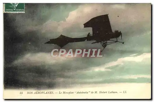 Ansichtskarte AK Avion Aviation Le monoplan Antoinette de M Hubert Latham