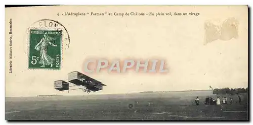 Ansichtskarte AK Avion Aviation Aeroplane Farman au camp de Chalons En plein vol dans un virage