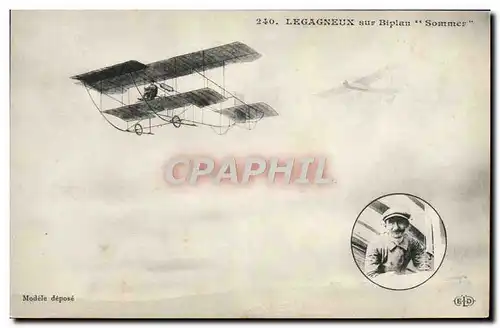 Cartes postales Avion Aviation Legagneux sur biplan Sommer