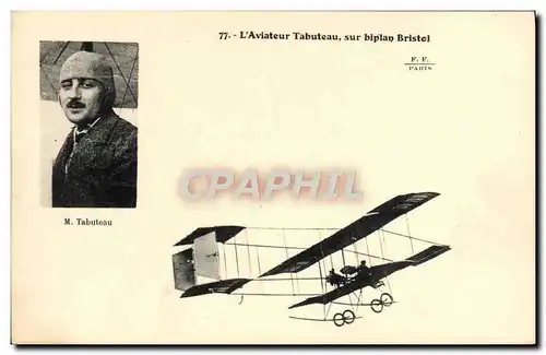 Cartes postales Avion Aviation Aviateur Tabuteau sur biplan Bristol