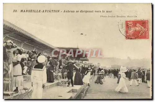 Cartes postales Avion Aviation Marseille Aviation Aubrun se dirigeant vers la mer
