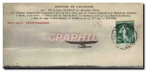 Cartes postales Avion Aviation Vol de Louis Bleriot sur monoplan Bleriot