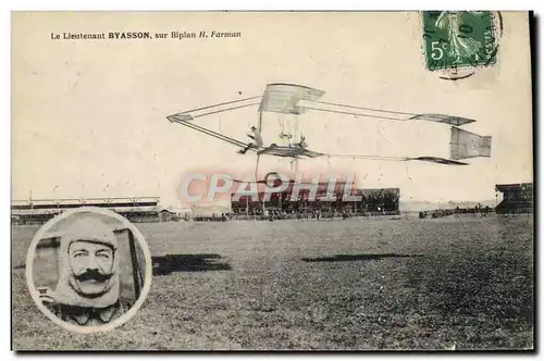 Cartes postales Avion Aviation Lieutenant Byasson sur biplan H Farman
