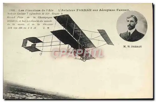 Cartes postales Avion Aviation Aviateur Farman sur aeroplane Farman