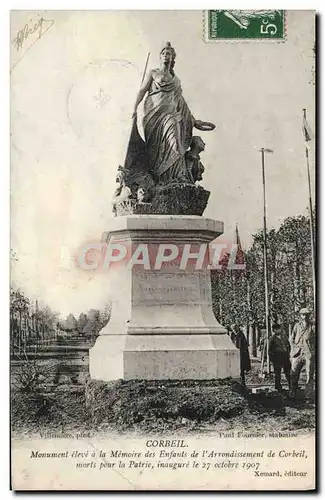 Cartes postales Corbeil Monument eleve a la Memoire des Enfants de l'arrondissement Militaria