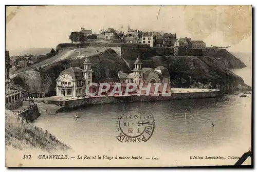 Cartes postales Granvile le Roc et la Plage a Maree Haute