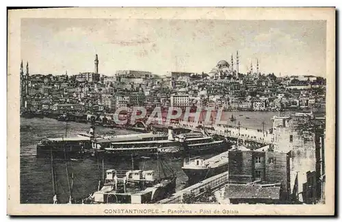 Cartes postales Constantinople Panorama Pont de Galate Bateaux