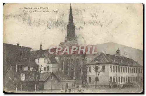 Cartes postales Thann Place de la Fete Mairie et Cure