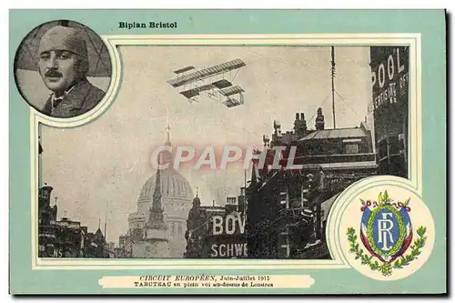 Cartes postales Avion Aviation Biplan Bristol Circuit Europeen Juin Juillet 1911 Tabuteau en plein vol au dessus