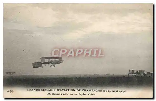 Cartes postales Avion Aviation Grande semaine d&#39aviation de Champagne M Brunau Varilla sur son biplan Voisin