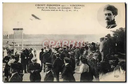Ansichtskarte AK Avion Aviation Circuit europeen 1911 Vincennes Arrivee de Garros sur monoplan Bleriot Parcours t
